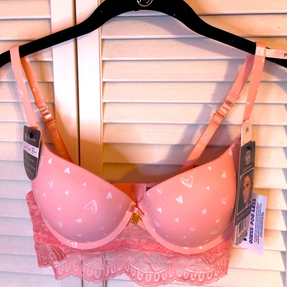 Sexy Light Pink Push-Up Plunge Bra